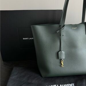 Yves Saint Laurent Olive Green Leather Shoulder Bag